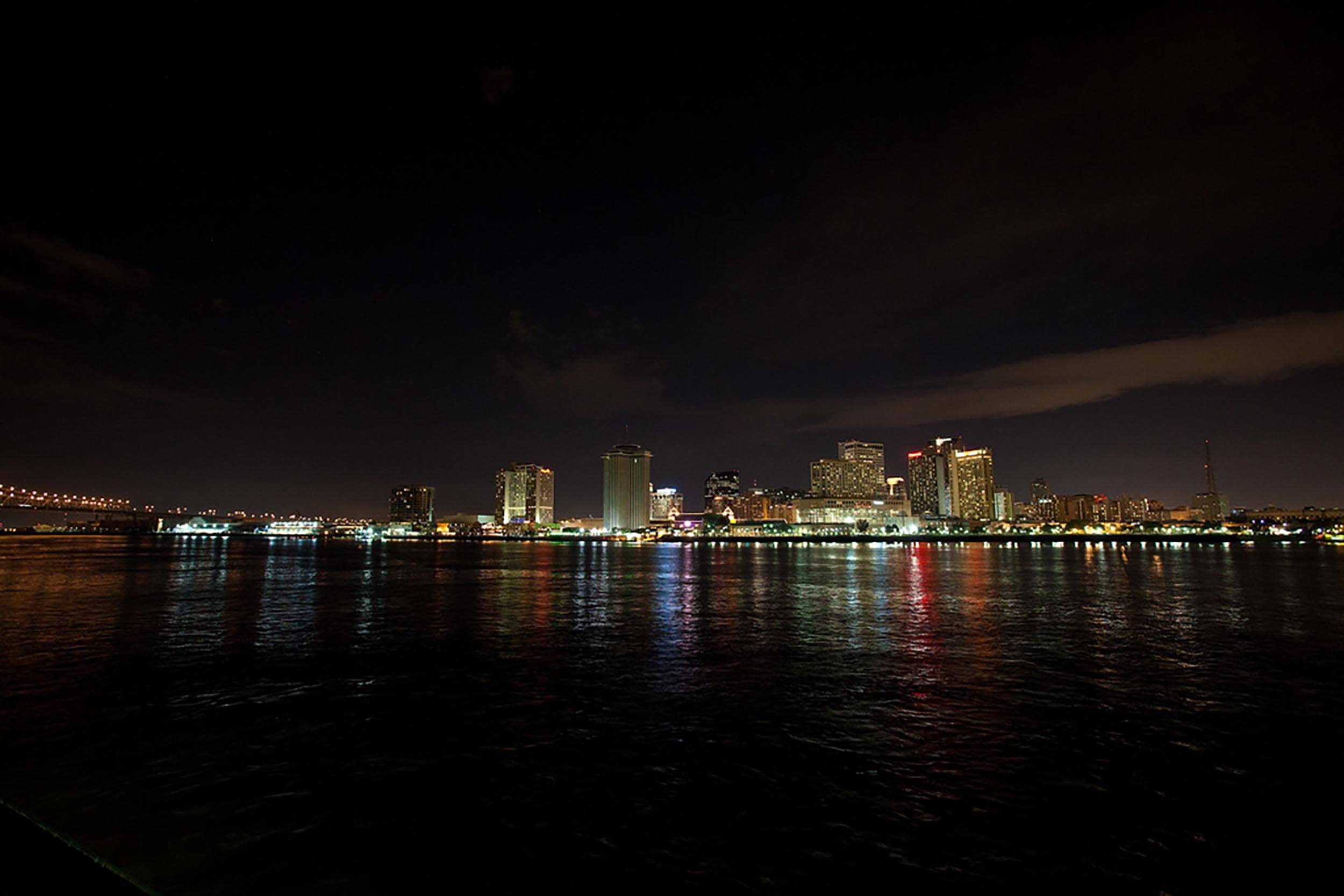 Downtown New Orleans skyline at night