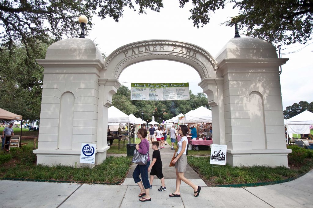 Palmer Park entrance during the Arts festival in greater New Orleans, LA